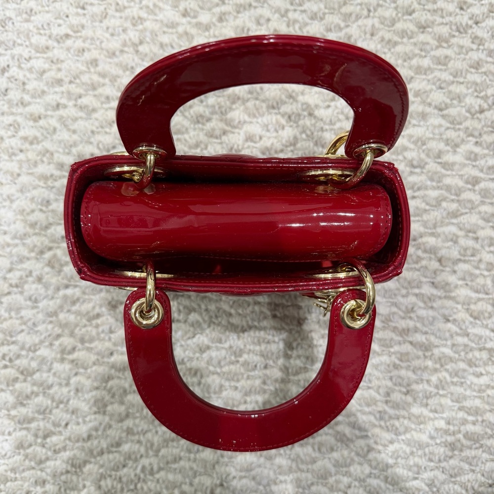 Red Leather Mini Bag with Gold Accents - Picture 6 of 8
